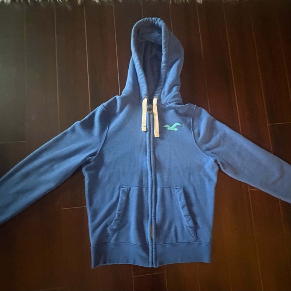 Men’s Hollister Blue Full Zip Hoodie - Size Large - Like NEW! - Picture 2 of 9